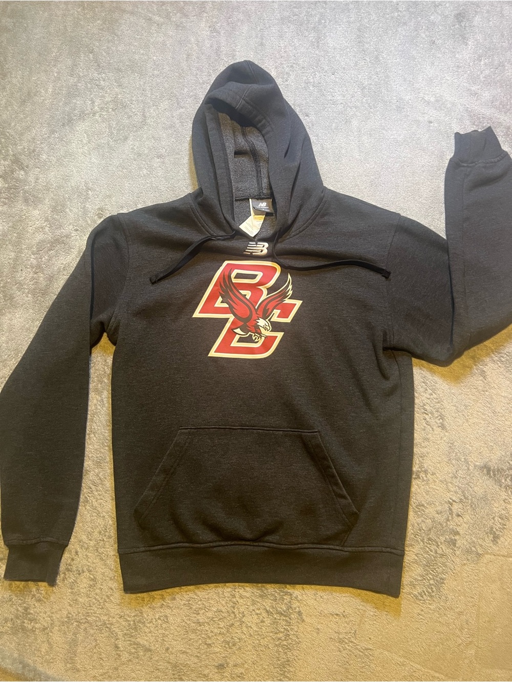 New Balance Black Hoodie with Red & Gold Boston College Logo
